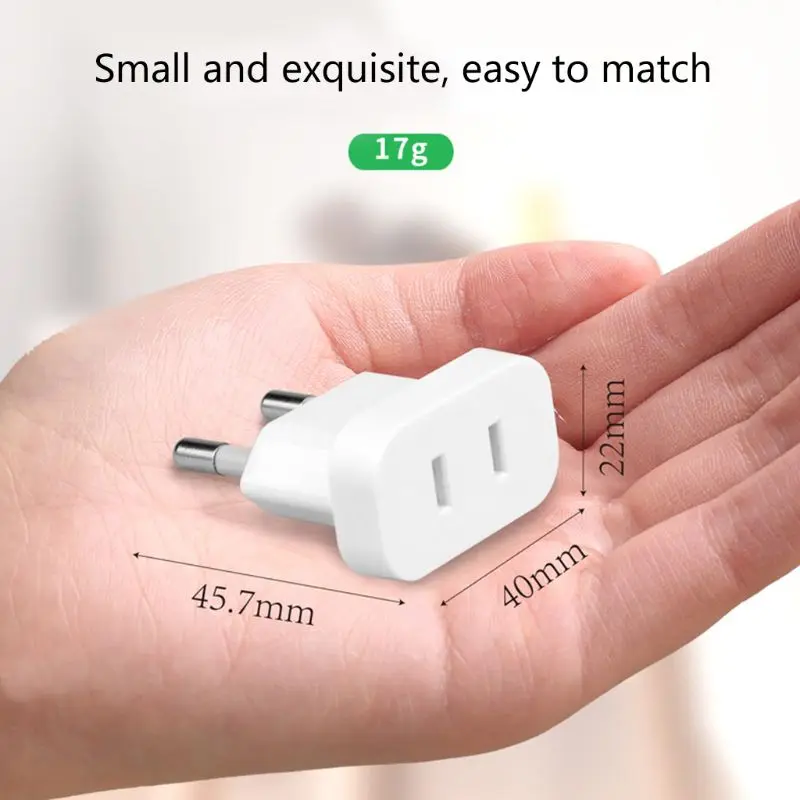 20CB 4.0mm EU Plug Adapter US USA To EU Europe BR Brazil Plug Converter American Travel Power Adapter Power Sockets