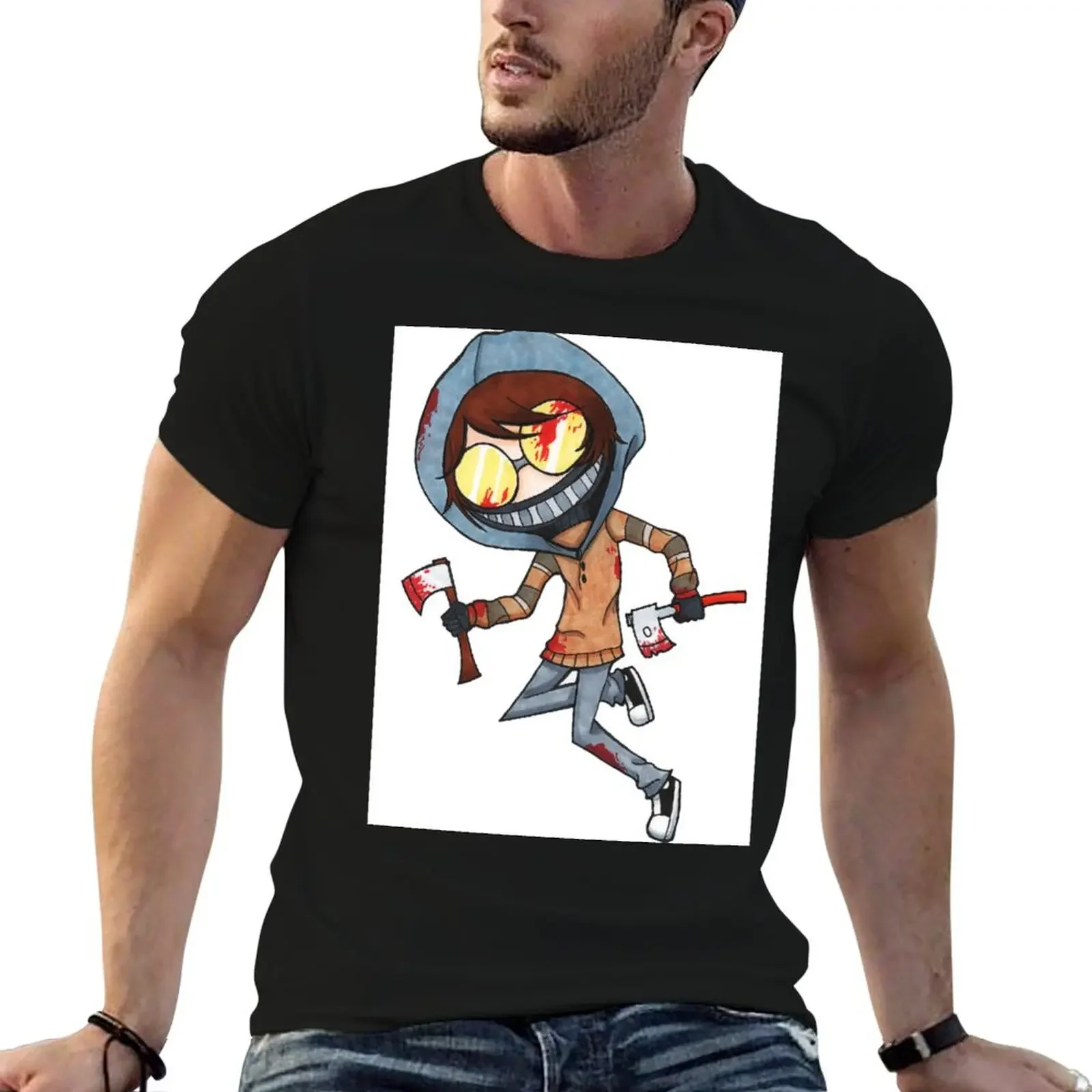 Ticci Toby T-Shirt oversizeds custom t shirt anime figures sweat T-shirts for men cotton