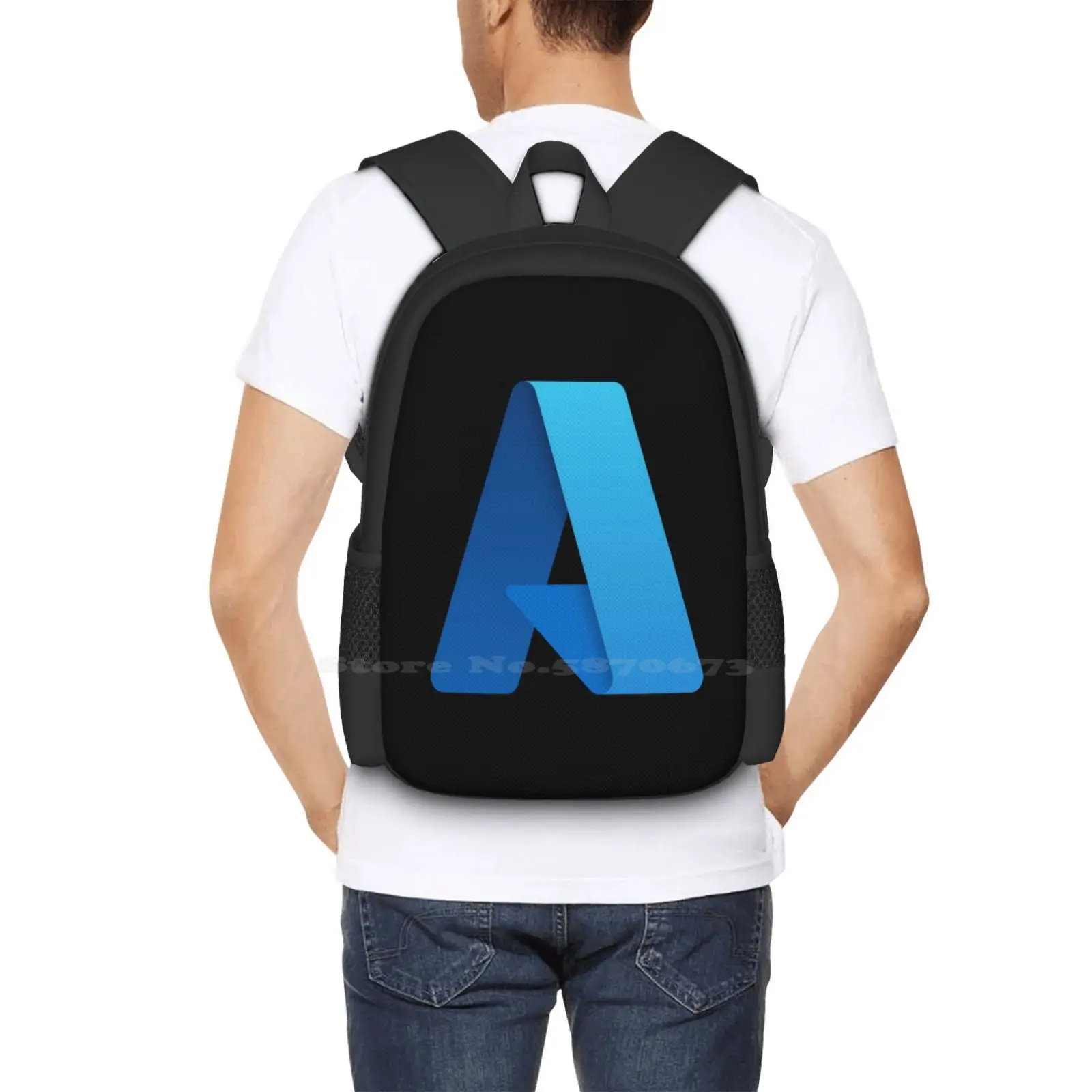 Ransel siswa Logo Microsoft Azure, tas desain pola 2021, ransel Microsoft Azure Logo Cloud