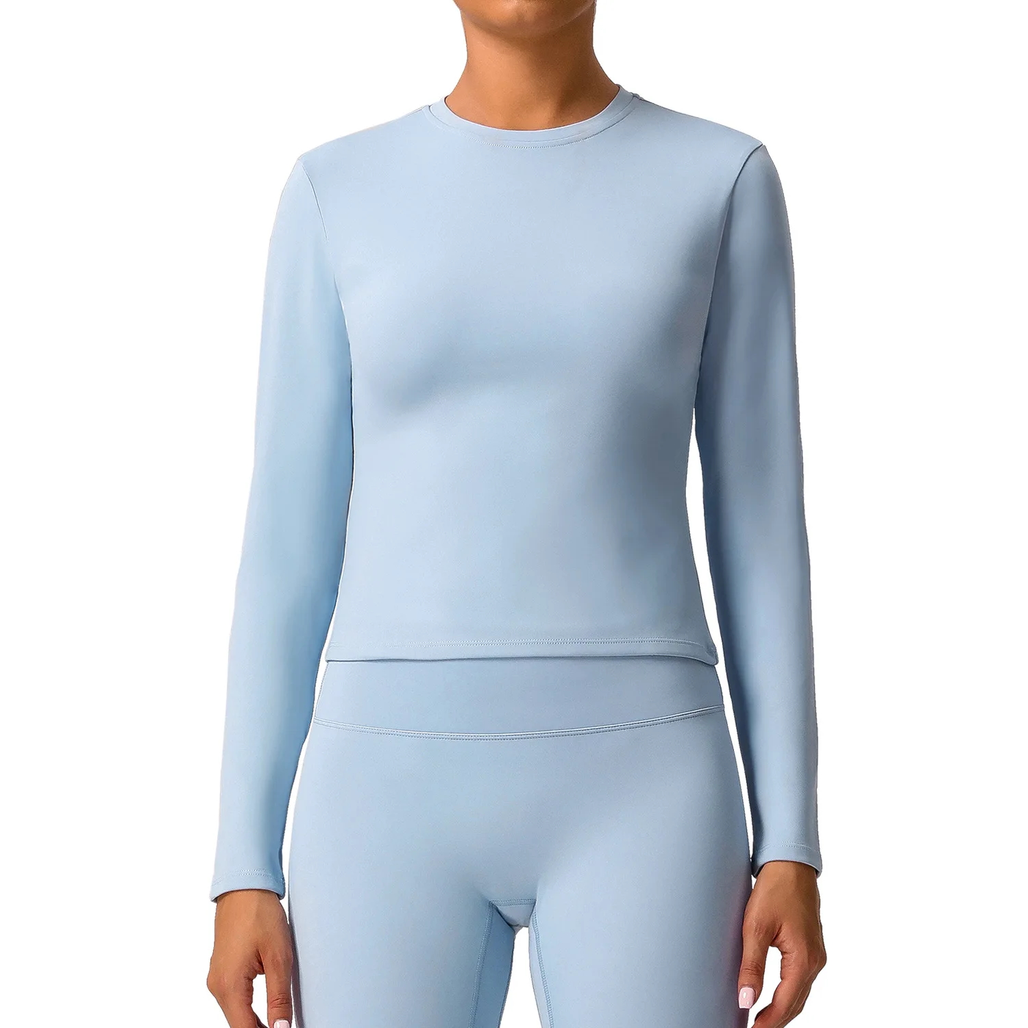 

Mermaid Curve fleece-lined Casual Long-sleeved T-shirt Solid Color Yoga Clothes Slim-fit Slimming Fitness Sports Top for Women