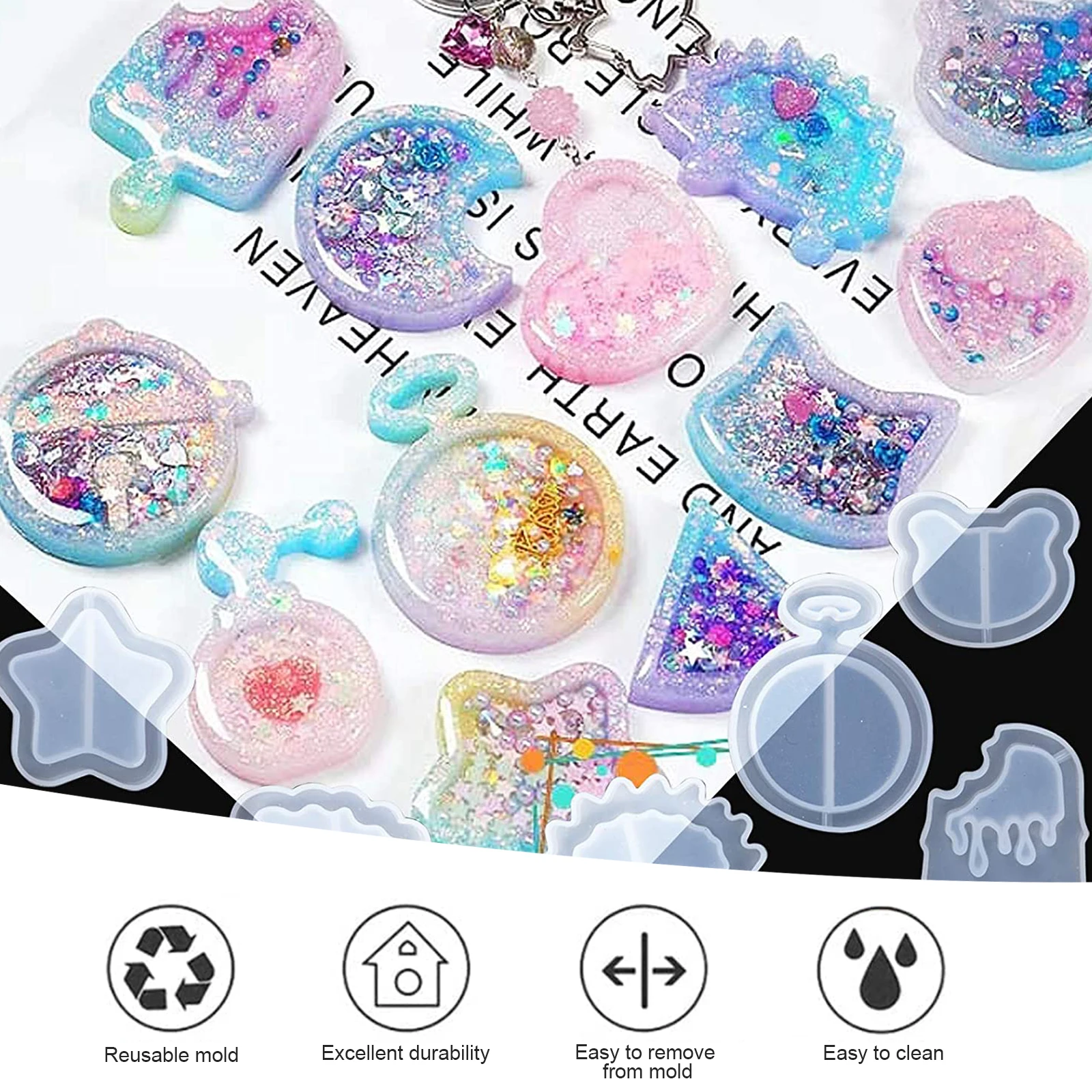 

12 Pcs Crystal Epoxy Mold Resin Casting Pendant Silicone Craft Making Tools Round Decoration Silica Gel for DIY Accessories