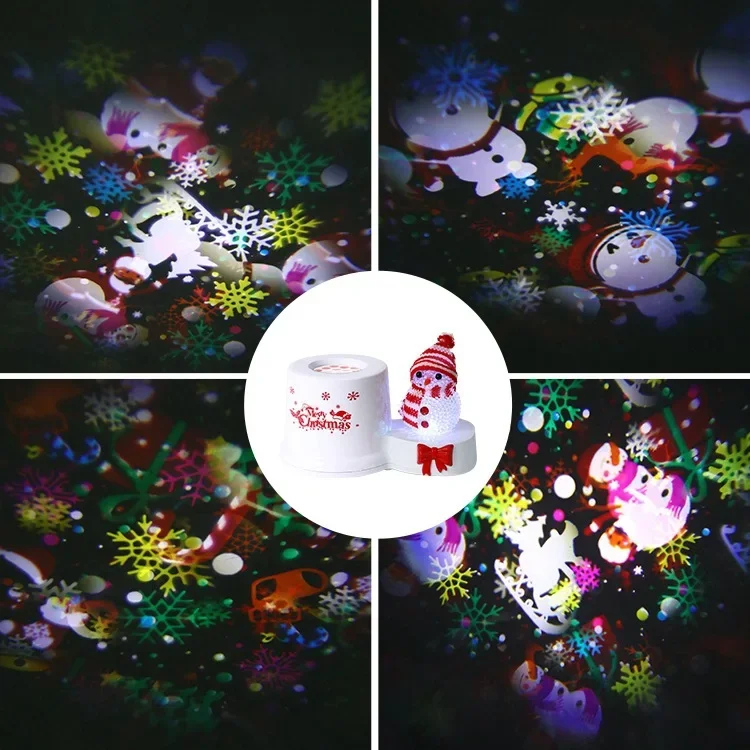 Christmas Party Lights LED Snowman Santa Xmas Tree Projector Stage Lights Xmas Pattern Holiday Lighting Outdoor Garden Decor USB