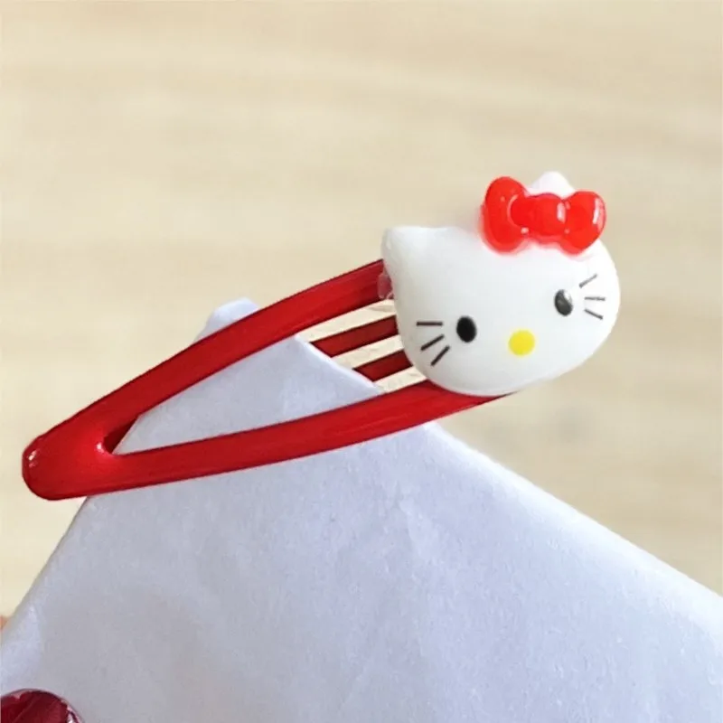 2pcs Sanrio Girl Hair Clip Kawaii Hello Kitty Cartoon BB Hair Clip Girl Hairs Accessories Headwear Bangs Clip Bow HairClips Gift