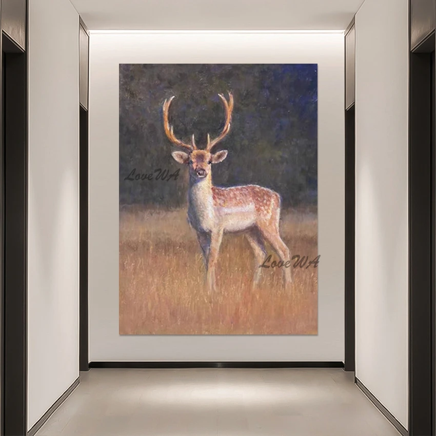 

Animal Painting, Abstract Design Deer Textured Landscape Art Wall Latest Arrival Canvas Artwork, Frameless Hand Painted Picture