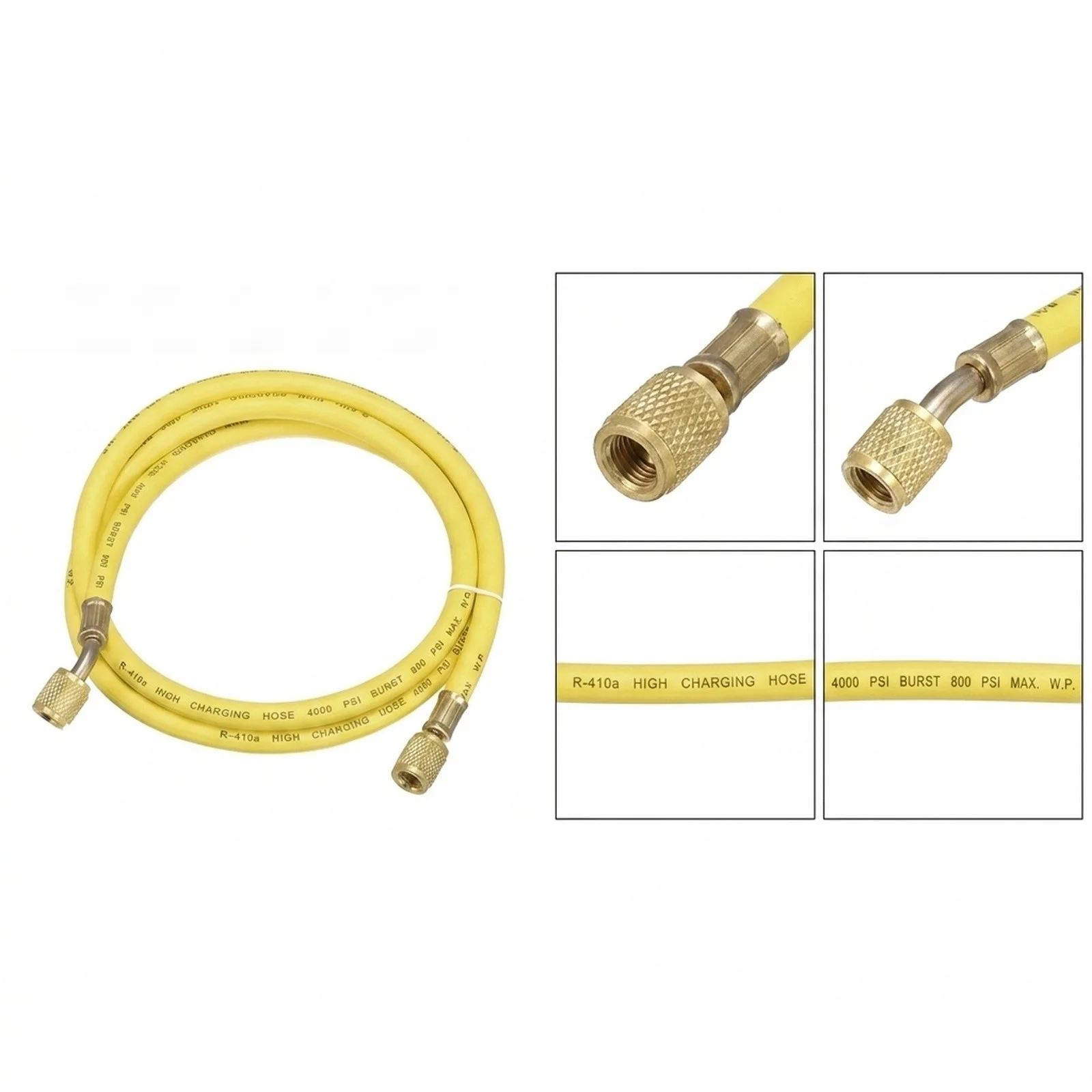 1/4 for sae Charging Hose 1/4 for sae Thread 800 PSI Working Pressure 800Psi Yellow Brass Connectors Charging Hose Flexible