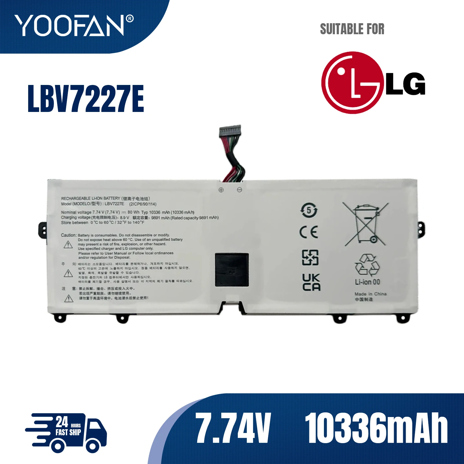 

YOOFAN -batía LBV7227E для LG Gram 13Z990 13ZD990 LG13Z99 15Z990 15ZB990 15ZD990 LG15Z99 17Z990 17ZB990 17ZD990 LG17Z99 80WH