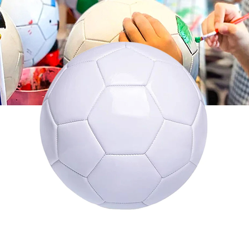 

[LA]1Pc White Soccer Ball Size 5 Official Size Lightweight For Kids Adult Football Toy Educational Plaything Sports PVC DIY Gift