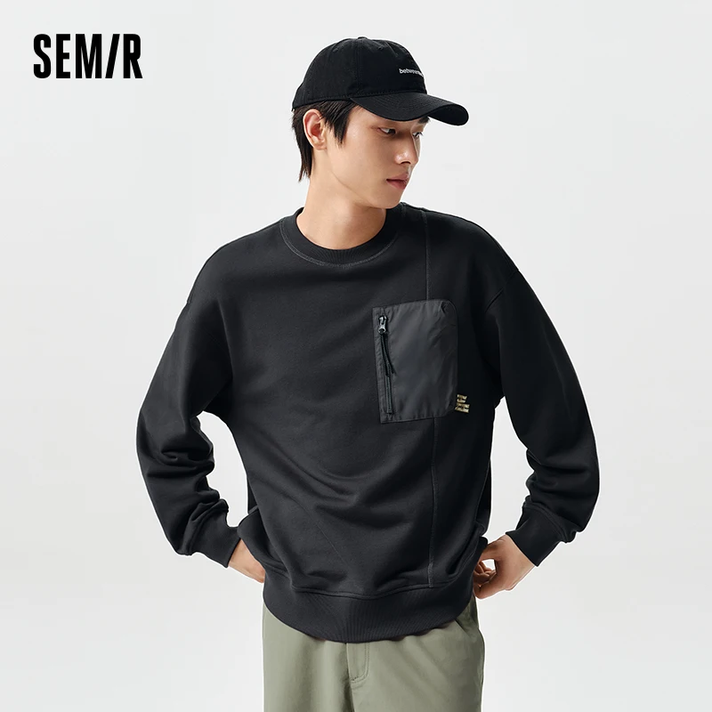 Semir Sweatshirt Men 2024 Spring New Pullover Round Neck Fashionable Outdoor Workwear Style Top Casual Loose Trend Tops