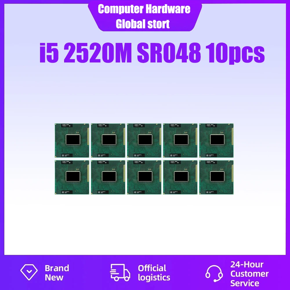 

10 шт., i5 2520M i5-2520M, процессор для ноутбука rPGA988B SR048, 2,5 ГГц, 3 Мб, 35 Вт, процессор