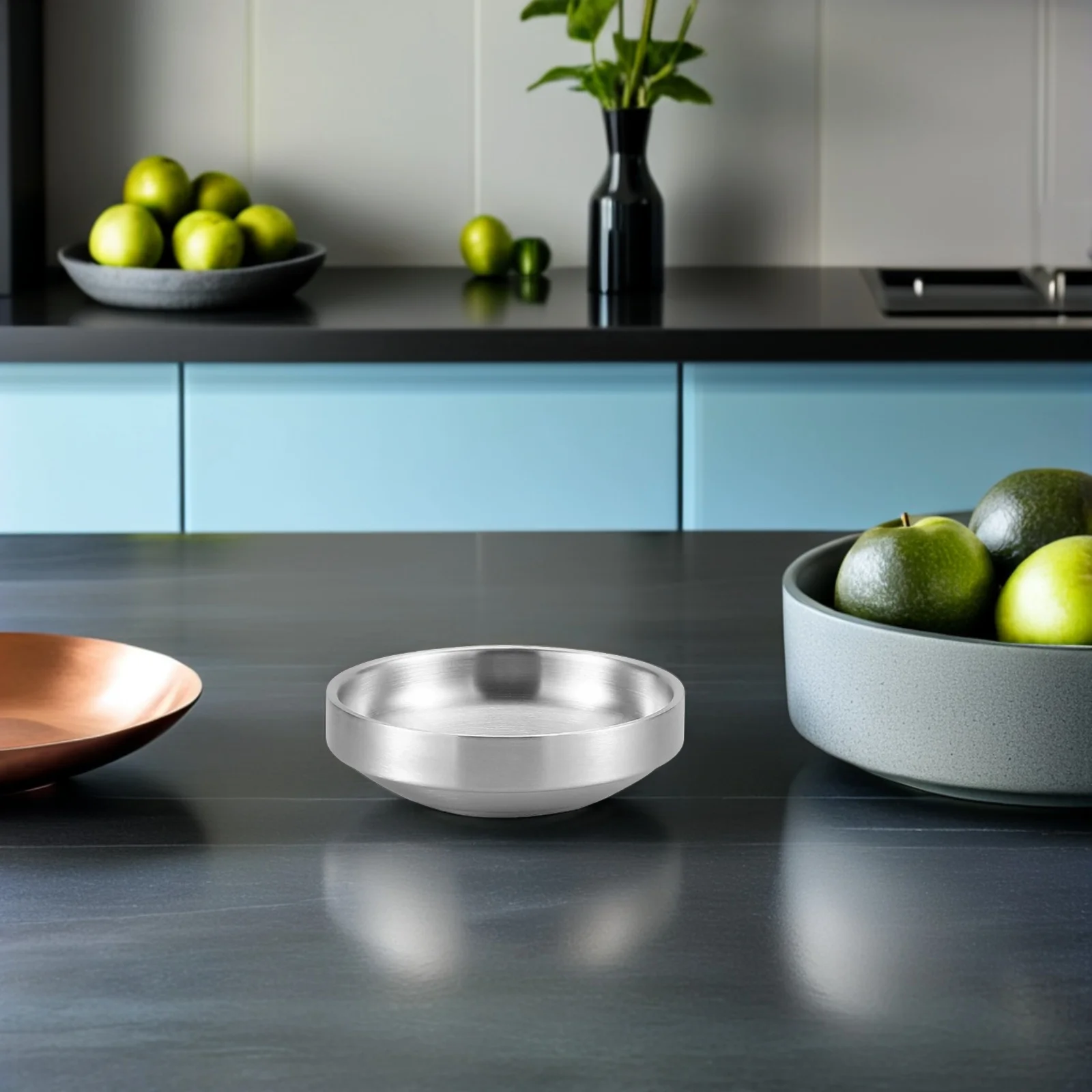 Juego de platos para inmersión, cuencos Kimchi de acero inoxidable para salsa, vinagre de soja, mantequilla, camarones, patatas fritas, aperitivo, 2 uds.