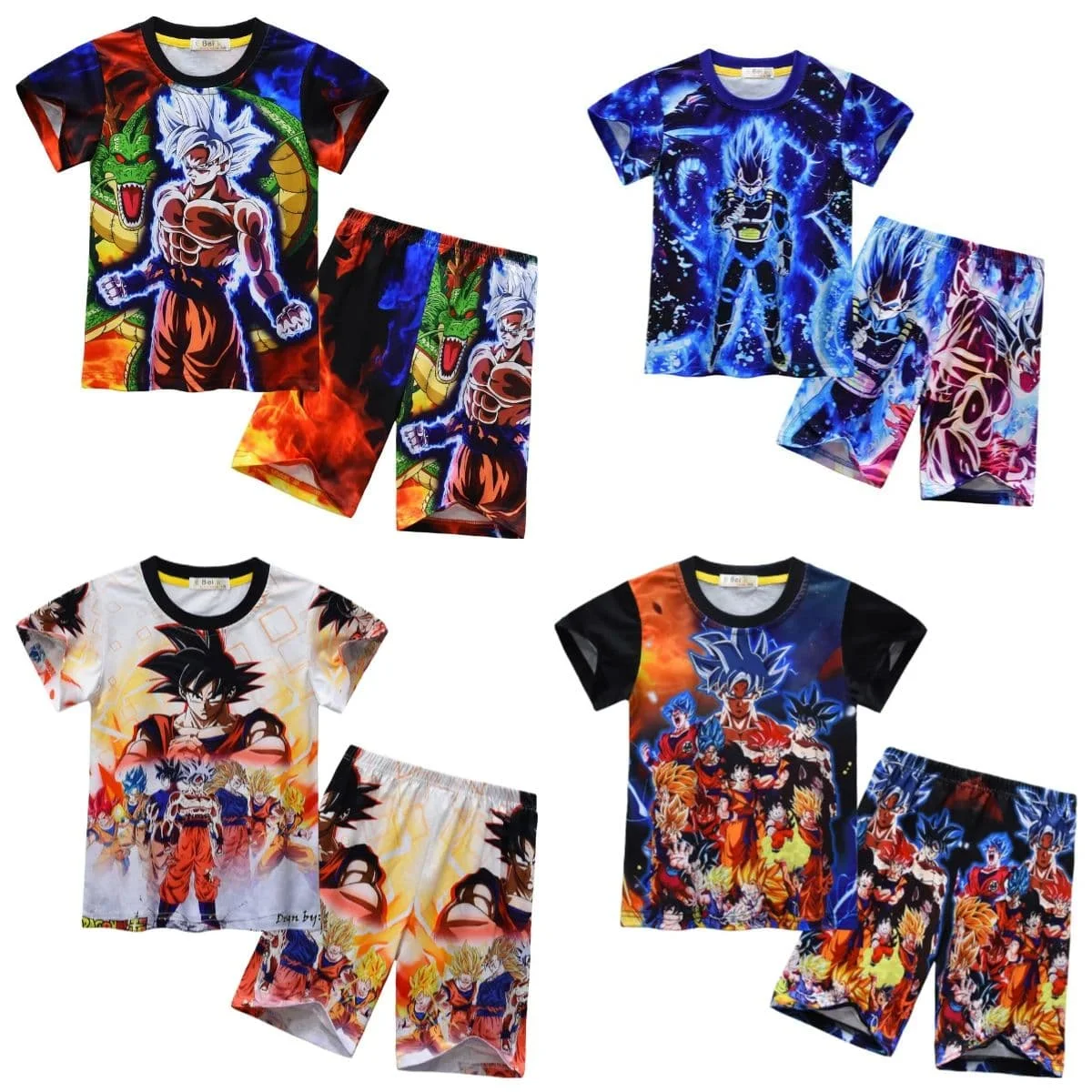 Les fans de Dragon Ball, adultes et enfants, soyez fiers ! Ensemble à manches courtes imprimé en 3D, Goku/Vegeta, transformez-vous en Super Saiyan.