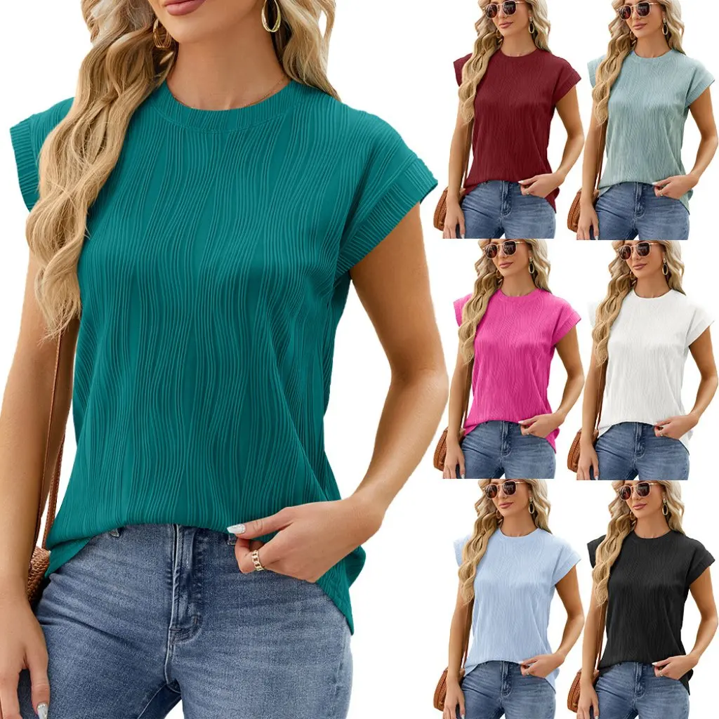 

Summer New Solid Color round Neck T-Shirt Loose Short Sleeve Top for Women European And American Style Independent Station