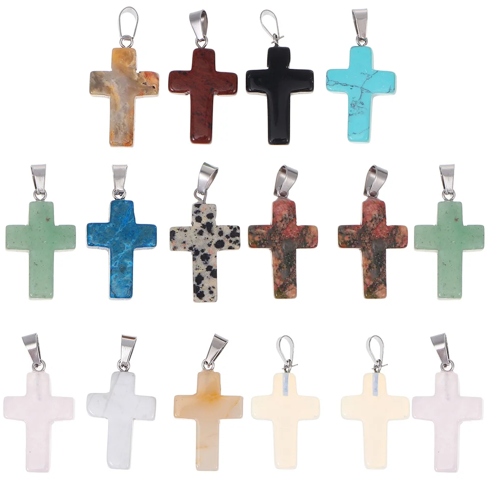 

20 Pcs Charms for DIY Jewelry Supplies Crystal Bracelet Making Cross Shaped Necklace