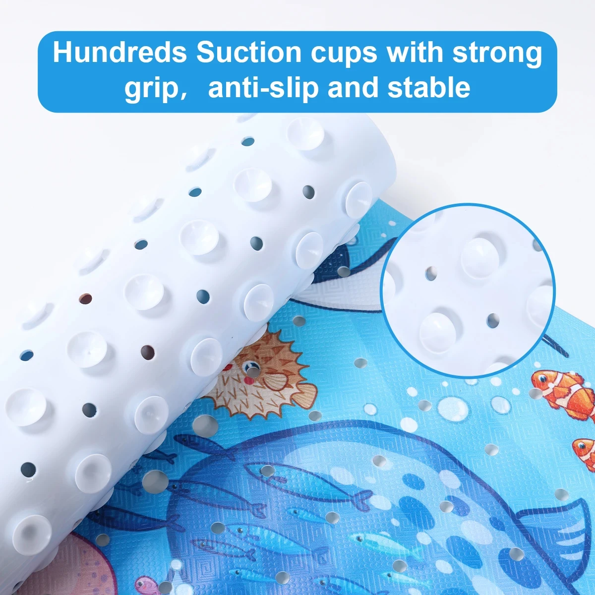 1 Stück Baby-Badematte für Badewanne, rutschfeste Kinder-Badematte – 40 x 10 cm, extra lange Cartoon-Badematte, Kleinkind-Badematten mit Saugnäpfen – Detail 9
