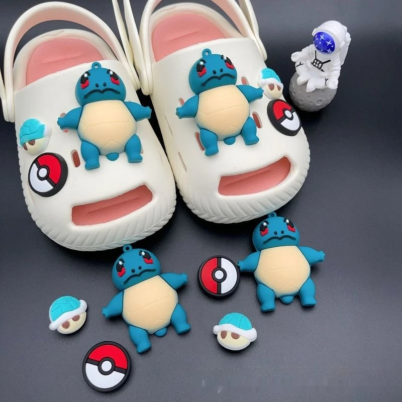 6pcs New Pok é mon Johnny Turtle DIY Cave Shoes Buckle Creative Personality Detachable Versatile Shoe Flower 3D Set