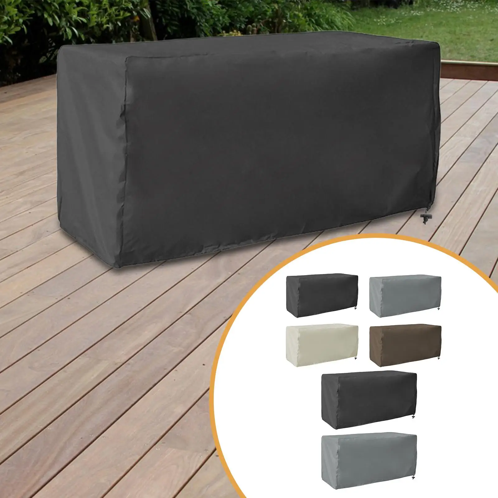 Cubierta de caja de cubierta, resistente a desgarros, al aire libre, con cordón, banco de almacenamiento, cubierta de asiento de dos plazas impermeable para muebles de Patio, mesa de fogón