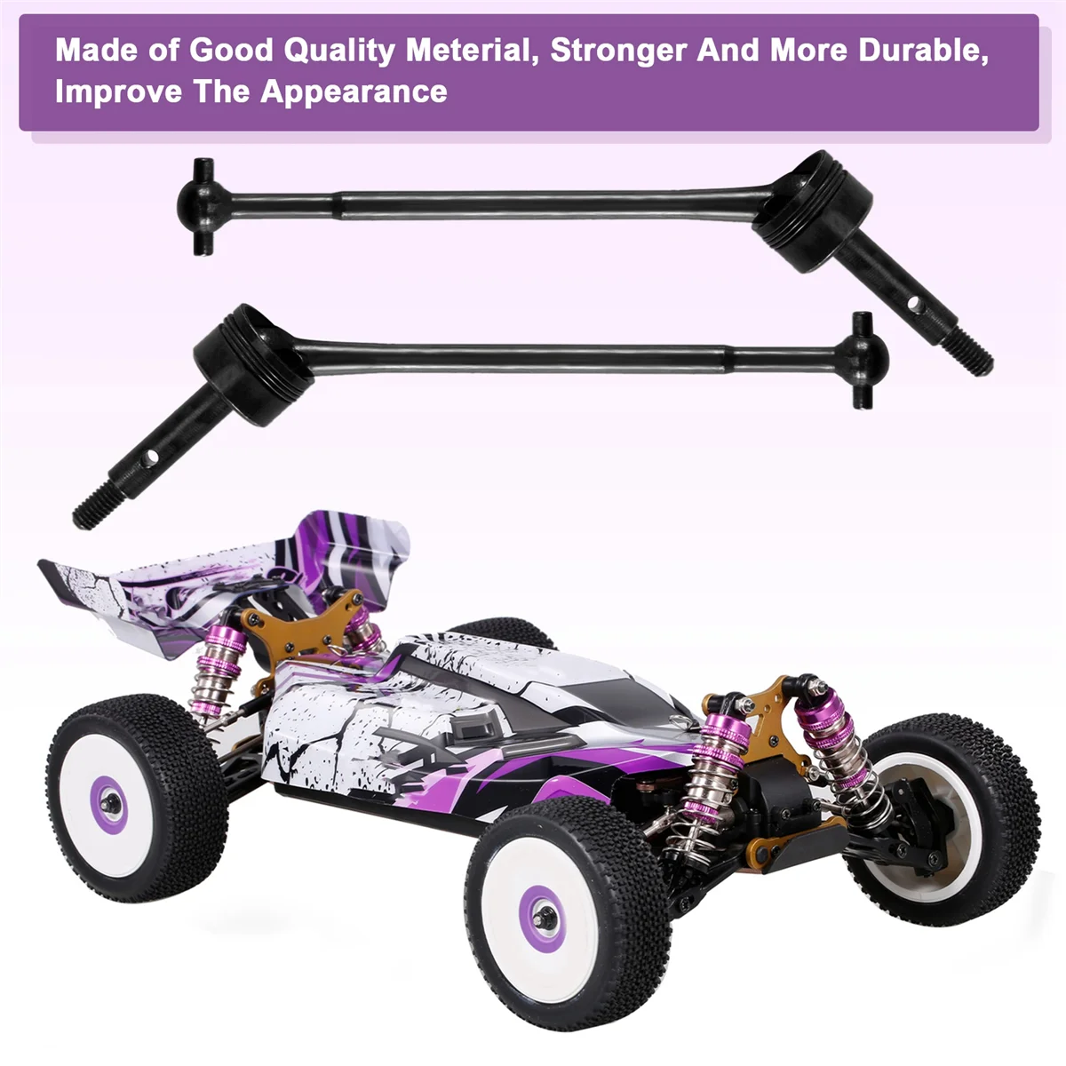Durevole albero di trasmissione CVD in acciaio temprato da 2 pezzi 45 per Wltoys 144001 124019   Parti di aggiornamento per auto da deriva RC LC Racing 1/14, A