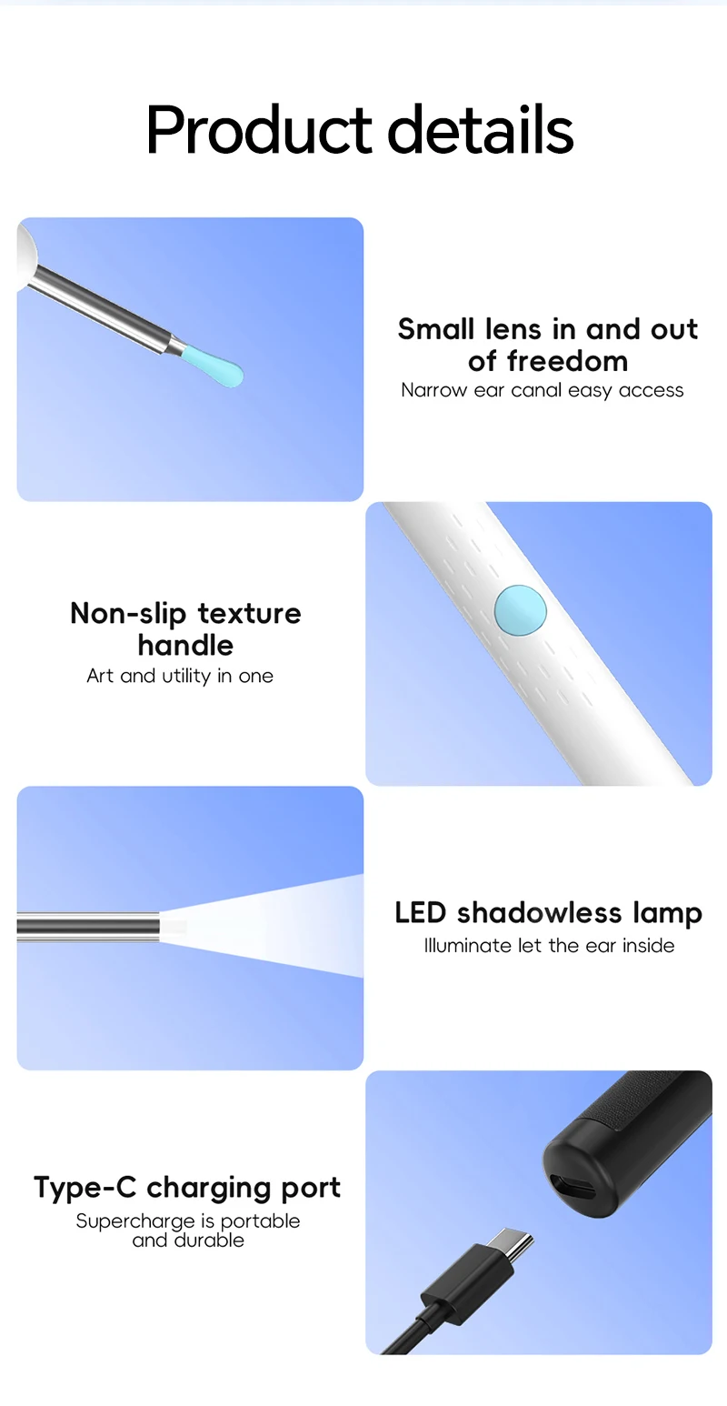 Generation-2, Visual Ear Wax Cleaner Camera Safe Earwax Removal Endoscope Ear Cleaning Tools Ear Care, Black, White Styles, Hot