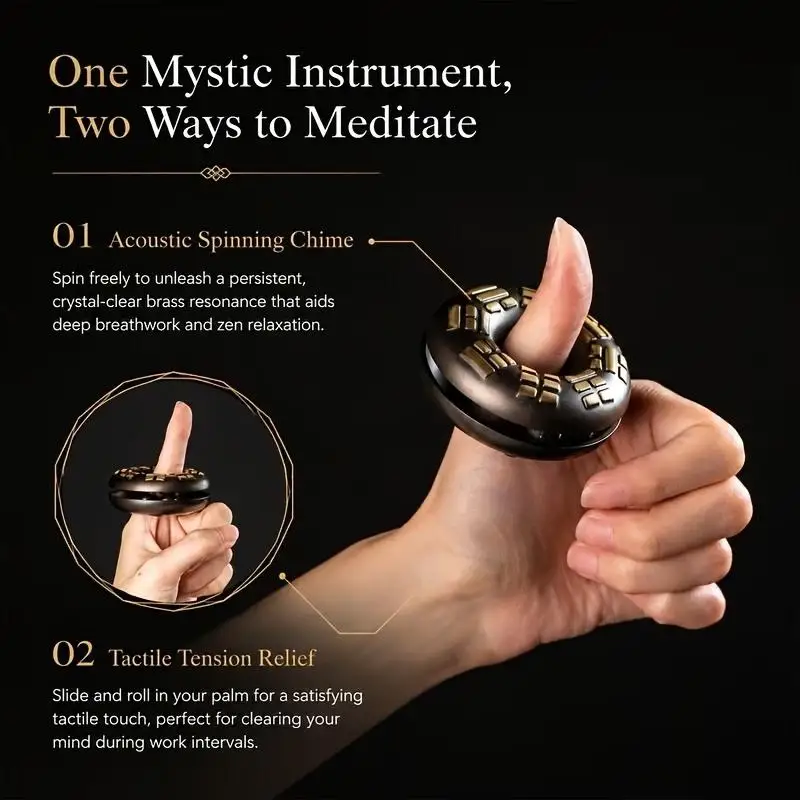 Vintage Meditation Hand Bell Small Size Loud Chime Collectible Percussion Instrument for Desktop Altar Travel Meditation