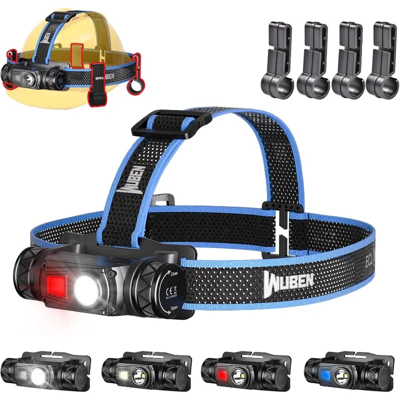 

WUBEN H1 Pro Rechargeable Headlamp, 1200 High Lumen Ultra Bright LED Head Lamp, 11 Modes 180°Adjustable IP68 Headlight with Red