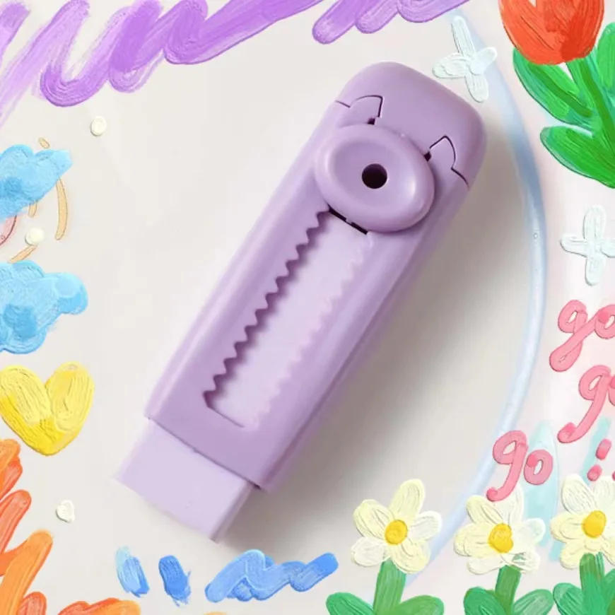 Purple eraser No trace eraser Retractable clean push and pull eraser Test supplies Creative eraser