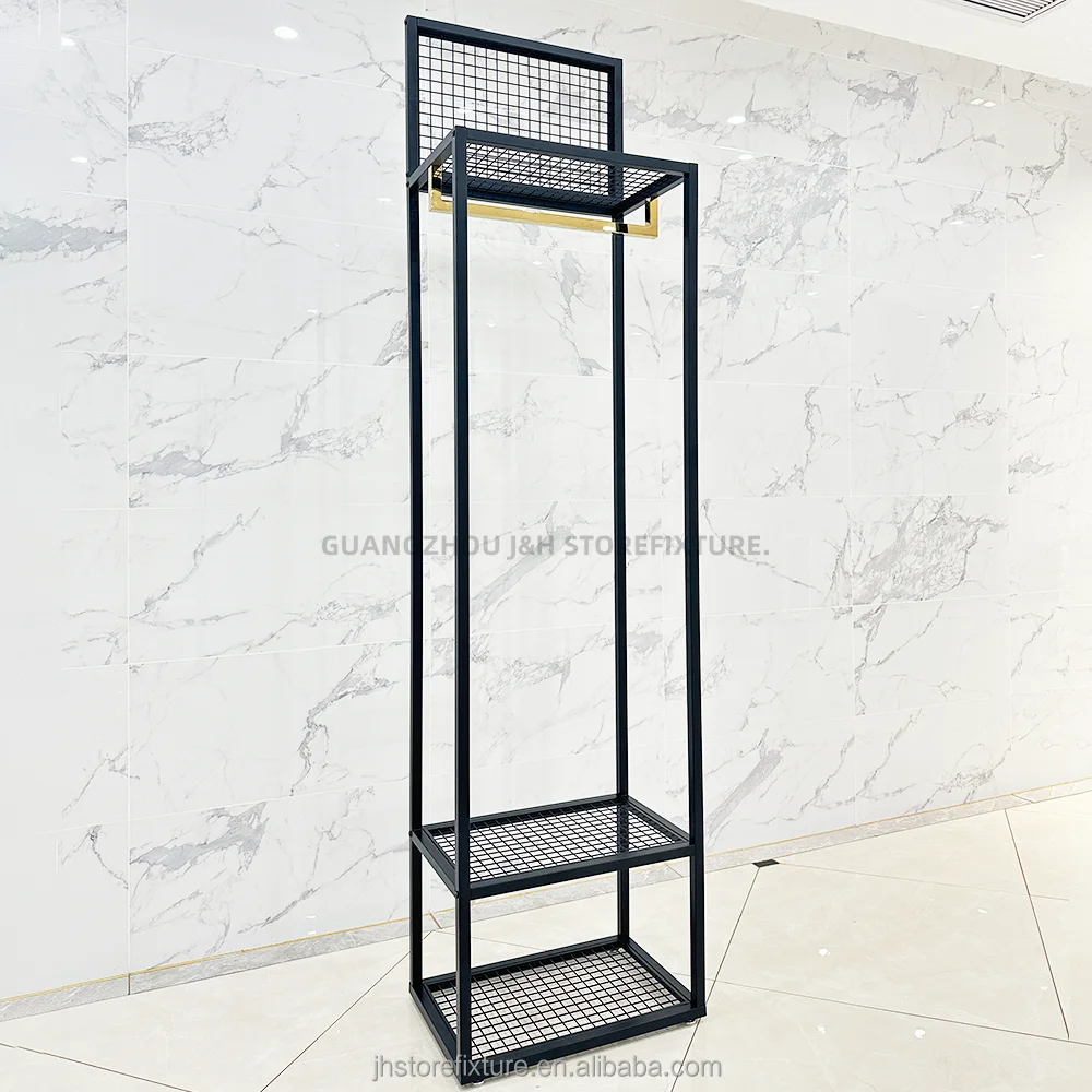 Mann Kleidung Anzug Shop Display Stand Metall Schwarz Kleiderständer Showroom Mesh Store Regale Regale Display Gondel Rack