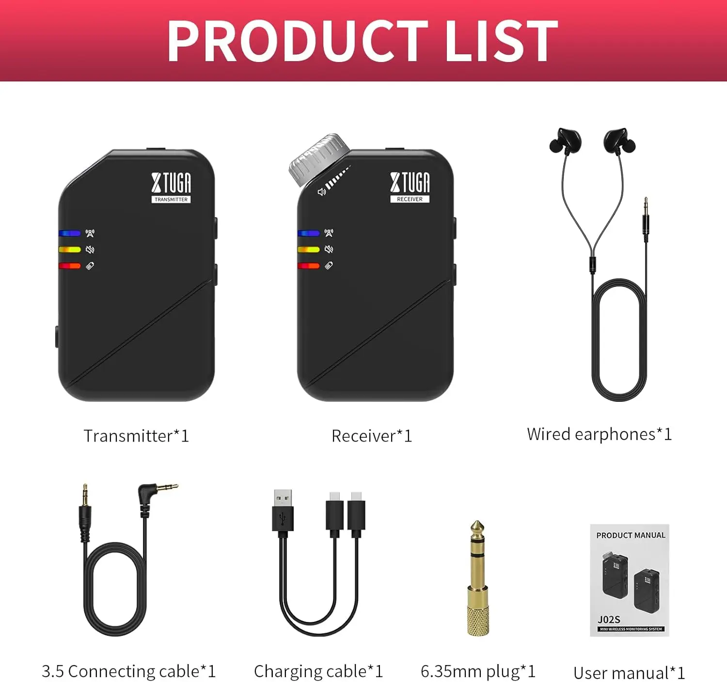 نظام مراقبة الجيب اللاسلكي الاحترافي XTUGA 2.4G لنظام مراقبة الجيب للحفلات الموسيقية ذات الأداء المباشر #3