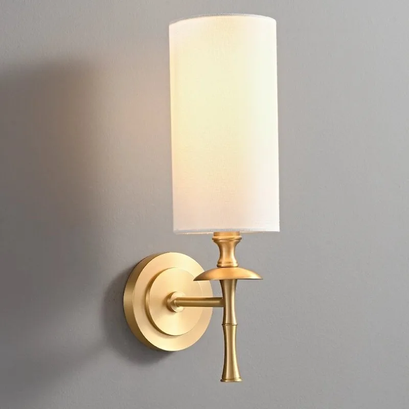 American Retro Copper Wall Lamps for Corridor Staircase Living Room TV Wall Bedroom Bedside Decorative Lighting LED Wall Sconces