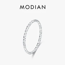 MODIAN 925 Sterling Silver Wavy Sparkling Simple Ring Trendy Stackable Charm Ring Platinum Plated Fine Jewelry For Women Gifts