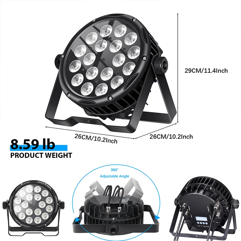 Led par luzes à prova dwaterproof água luz de palco ip65 rgbw uv 4in1 uplighting controle dmx lavagem lightor para ktv bar discoteca festa 18x12w