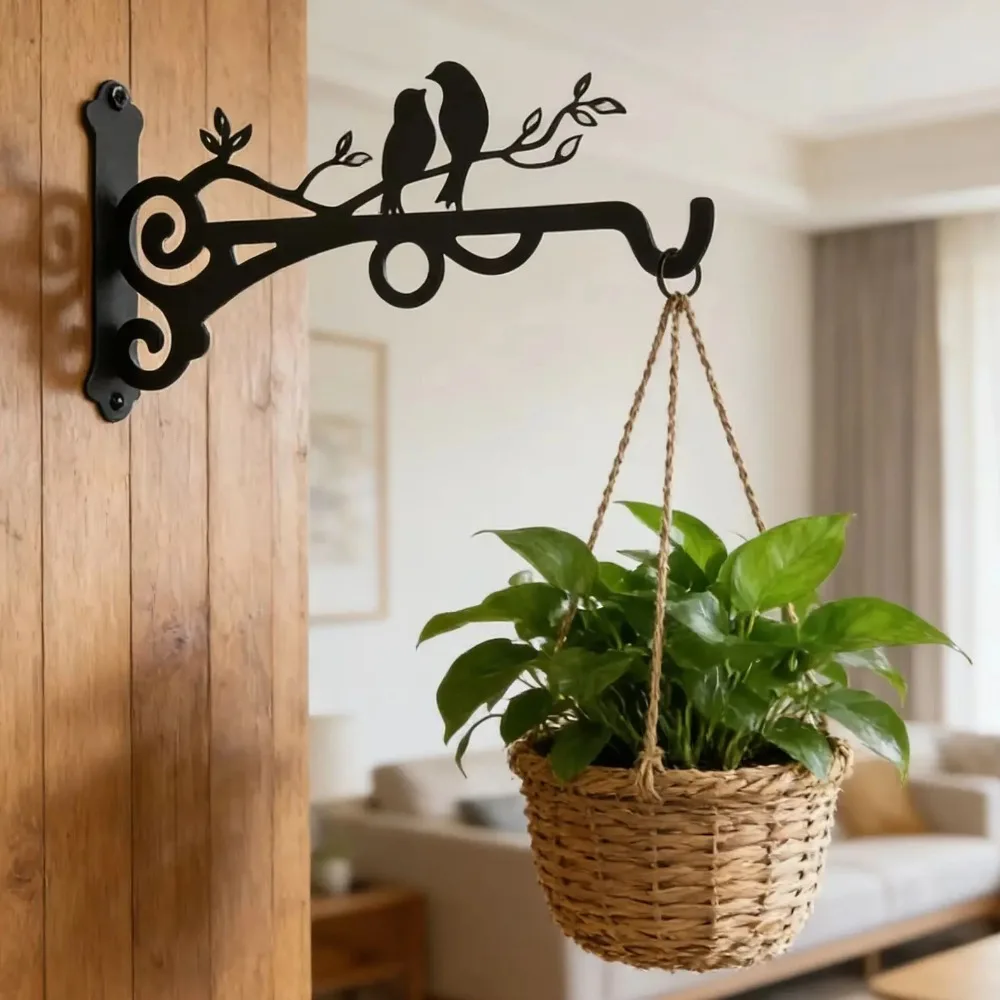 1PC Bird Metal Wall Hooks Flower Pot Support Practical Hanging Bracket for Garden Balcony Indoor Outdoor Potted Plant Decor Hook