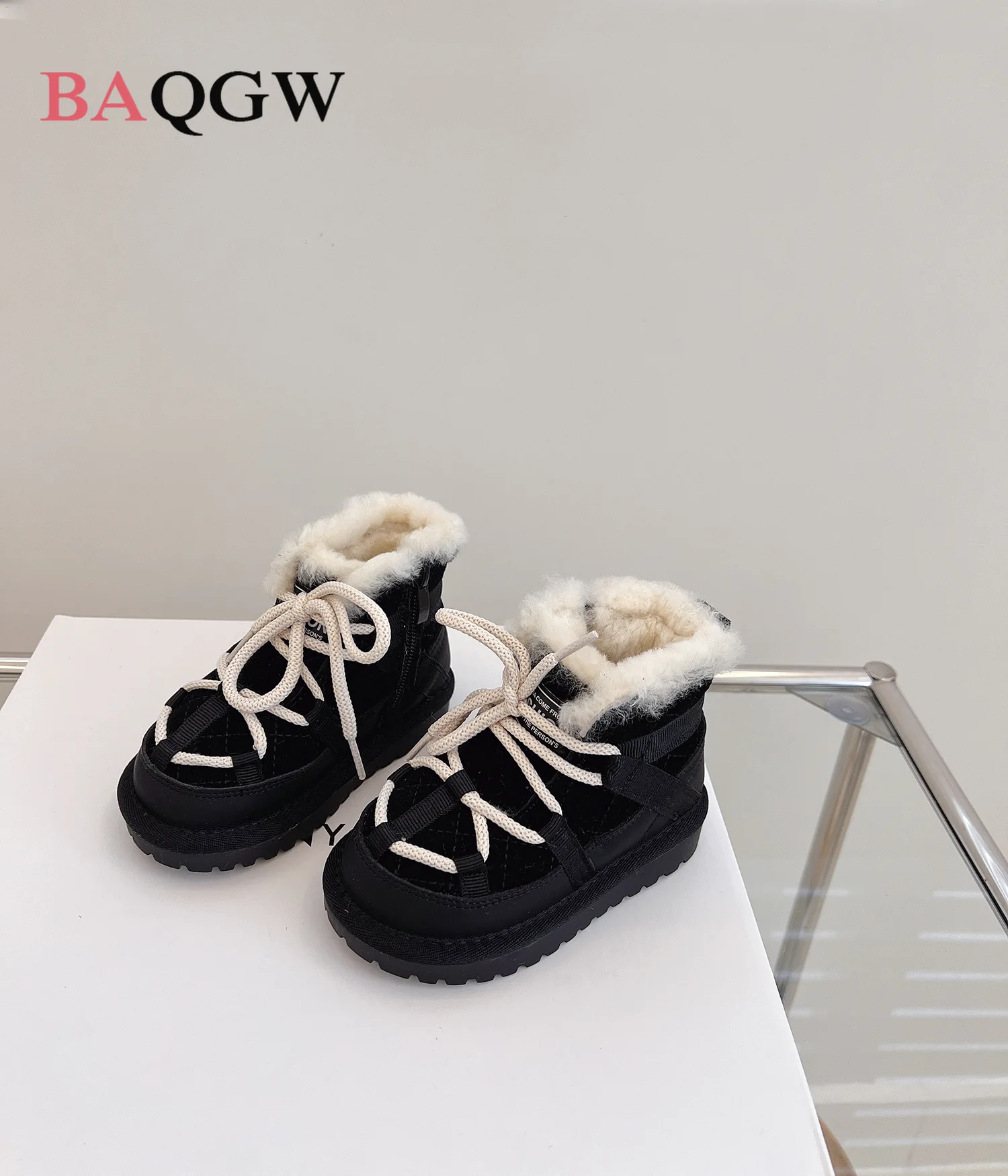 New Winter Children Warm Snow Boots Genuine Leather Warm Plush Toddler Boys Shoes Non-slip Fashion Baby Girls Boots 1-6 Years