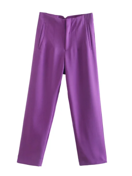 TRAF Fashion Office Wear pantaloni a vita alta per donna pantaloni formali abiti da ufficio pantaloni a matita pantaloni da donna bianchi rosa neri