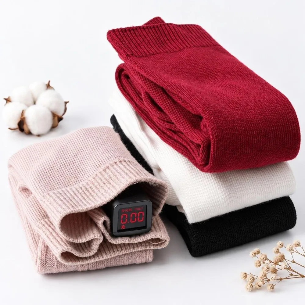 Class A Cotton Girls Knit Leggings Solid Color Stretch Fabric Kids Pantyhose Wear Resistant Twisted Texture Children Tights