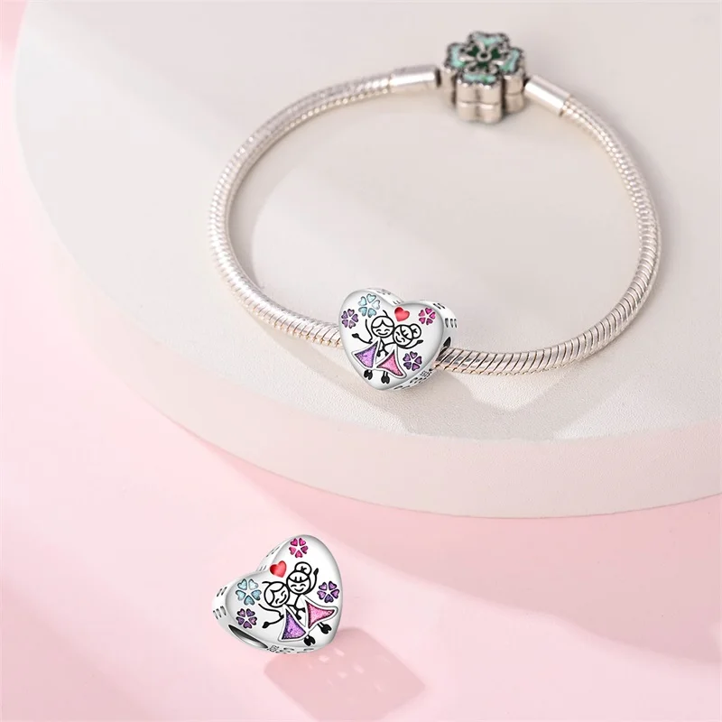 925 Sterling Silver Best Friend Time Set Charms Beads For Women Fit Original Bracelet DIY Birthday Jewelry Gift