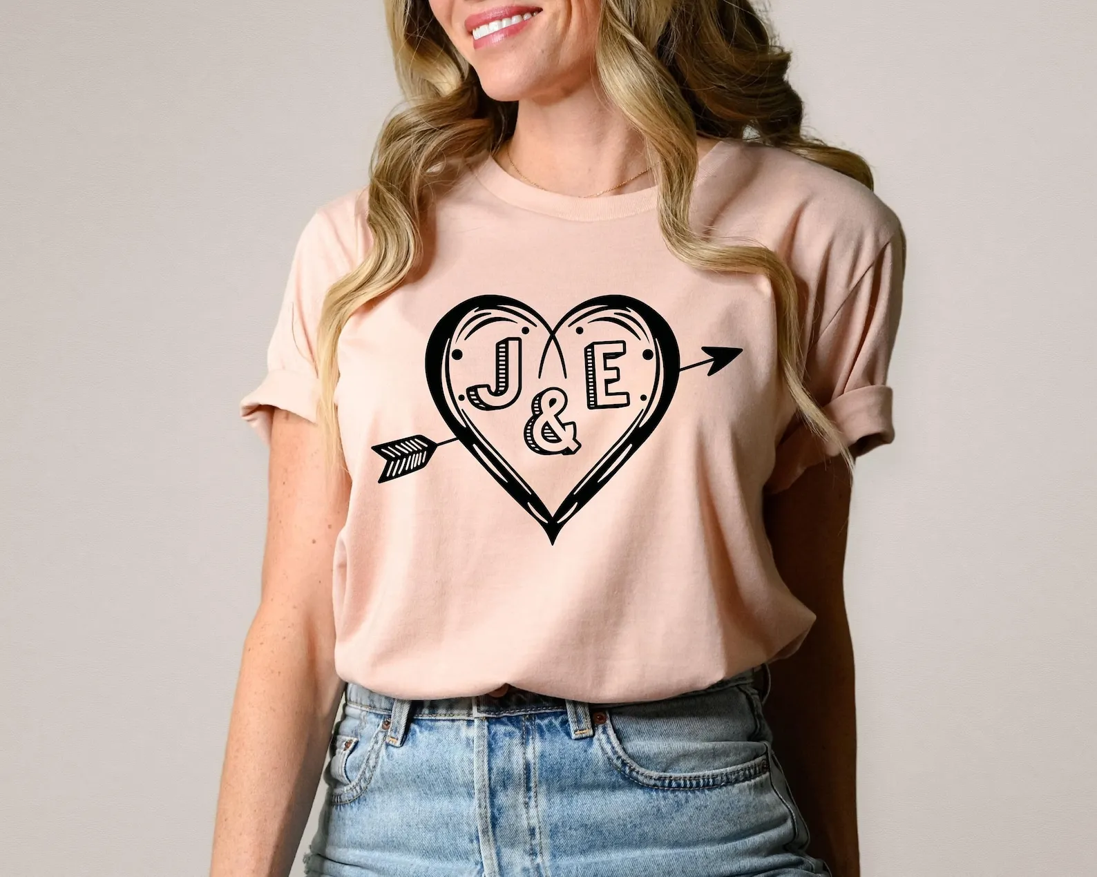 Personalized Heart With Arrow T-shirt Custom Valentines Day Gift Name Tee