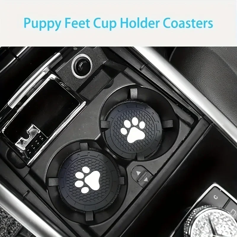 2Pcs/set Paw Silicone Car Coasters Universal Fit Anti-Slip Cup Holder Protection Durable Easy to Clean Car Interior Accessories view 2