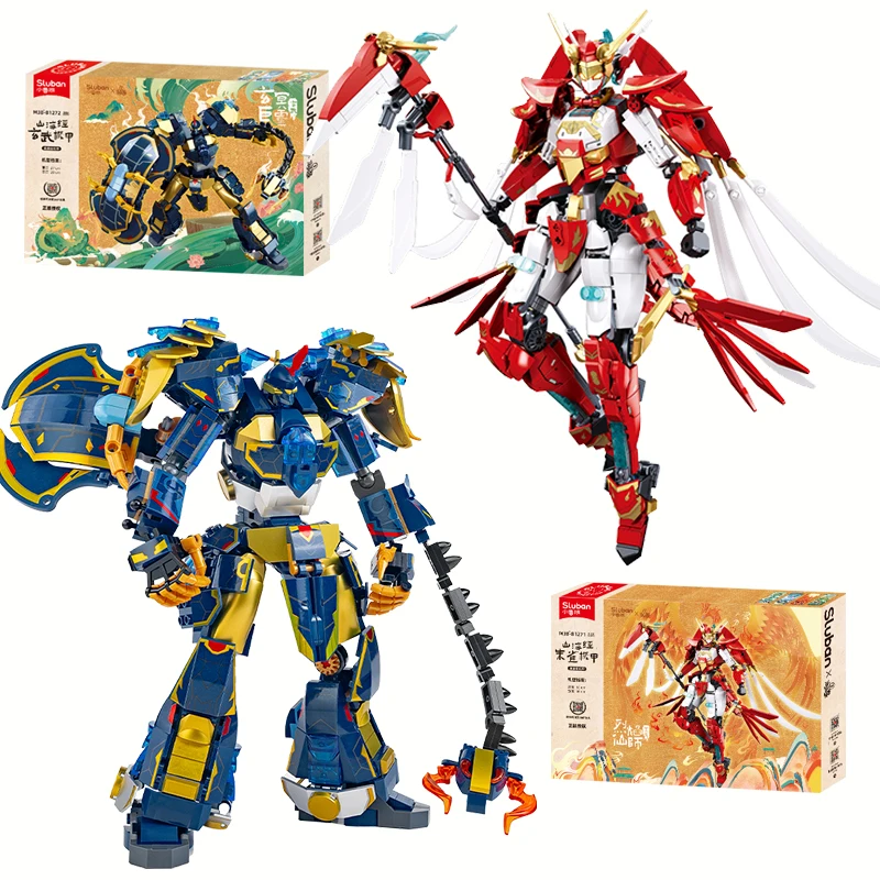 

Sluban 1389PCS Chinese Mech Building Sets MOC The Classic of Mountains and Rivers Robot Building Blocks with Weapons Toys Gifts