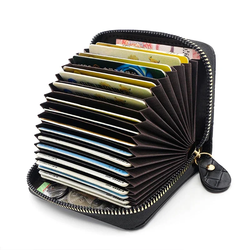 

New Design Business Women/Men Black Zipper Female Credit Card Holder Case Money Bag 18 Slots Small Purse Pocket Blue Cardholder