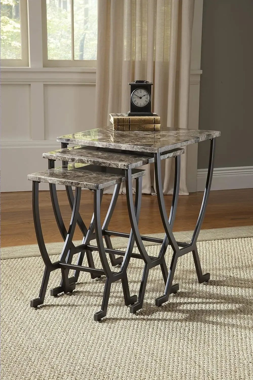 

Nesting Tables Monaco Metal, Marble with Matte Espresso