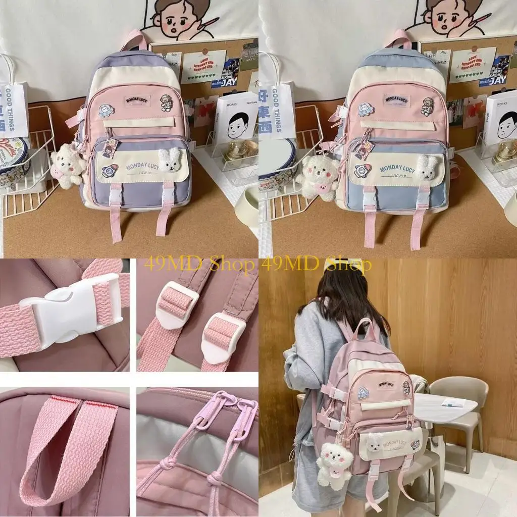 

49MD Fashionable Book Bag for Teen Girls and Grade School Students Laptop Backpack Travel School Bags Large Daypack