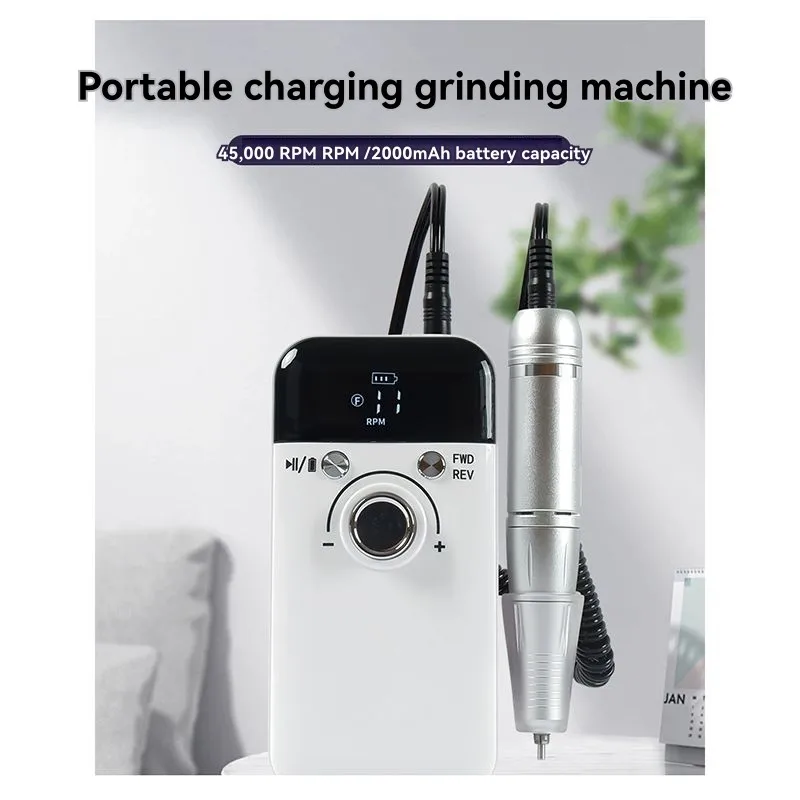 A94E-Smerigliatrice per unghie V6 ricaricabile USB portatile, dispositivo per manicure da 45000 giri/min per uso professionale