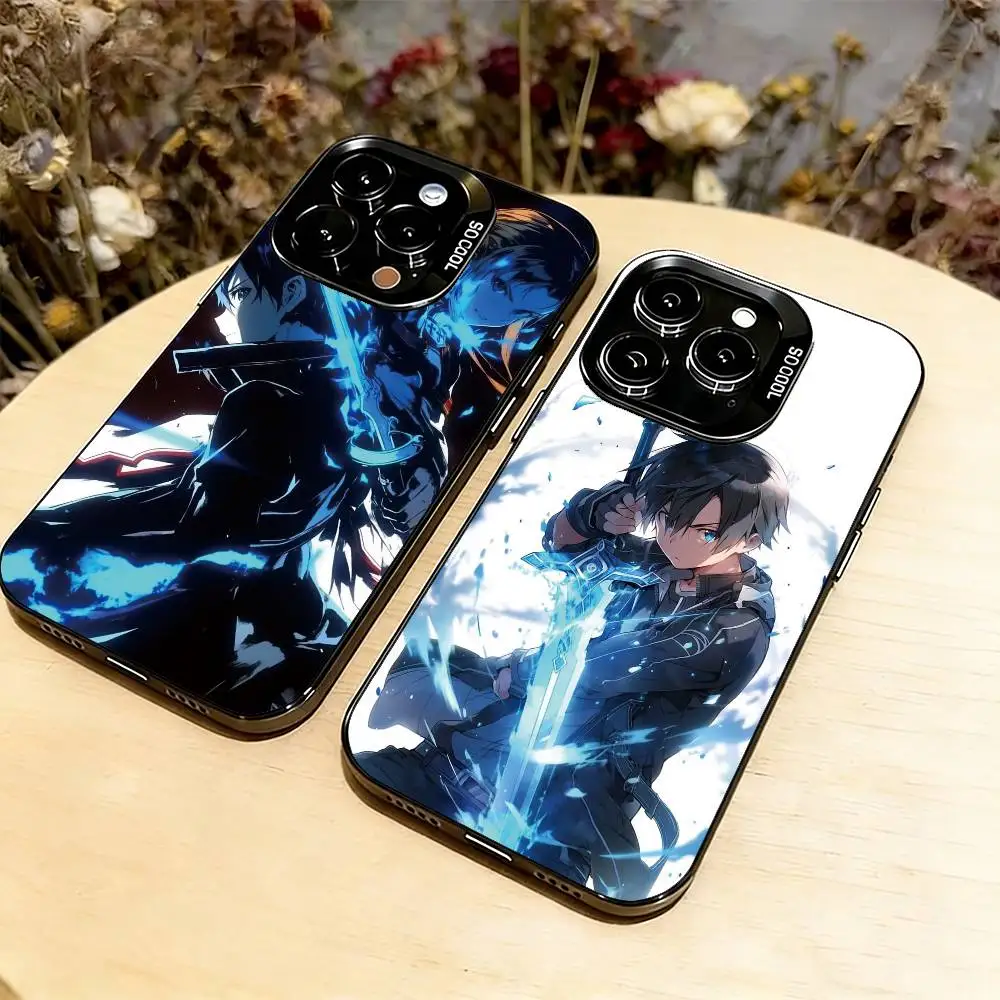 

Sword Art Online Kirito Phone Case For iPhone 17,16,15,14,13,12,11 Plus,Pro Max,XS,Colorful Silver Phone case Funda Cover