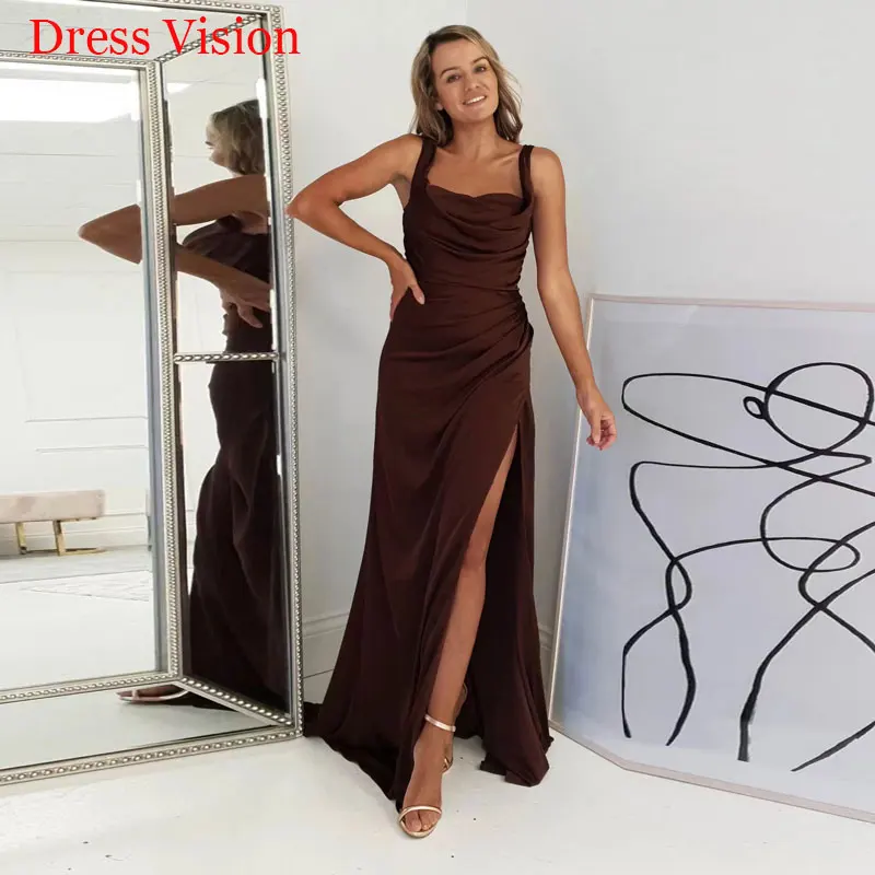 

New Arrival Pleat Evening Dresses Sexy High Slit Prom Party Gowns Vestido Longo Festa De Casamento Robe Soirée Femme