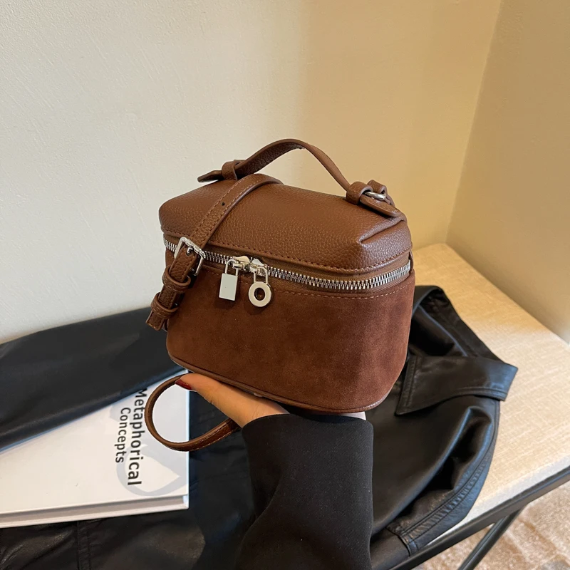 

Faux Suede Box Women Handbags Designer Shoulder Crossbody Bags Retro Small Purses2025sac de luxe femme сумка женская