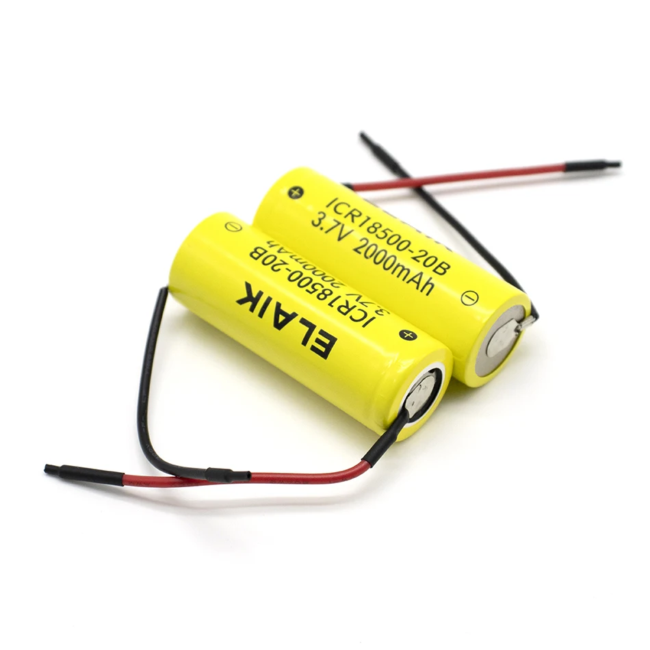 18500 Battery 3.7V 2000mAh Rechargea ble Battery Recarregavel Lithium li-ion Batteies +DIY Silicone cable