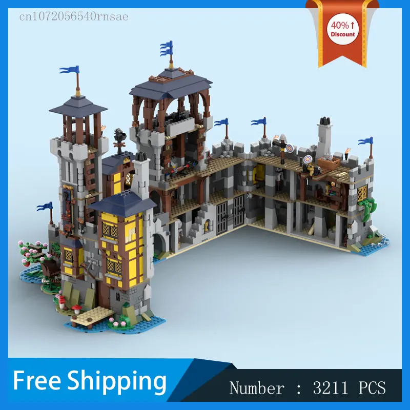 MOC Building Blocks Black Falcon Lord Castle Medieval Architecture Model Assemble Toy Creative DIY Bricks Birthday Present