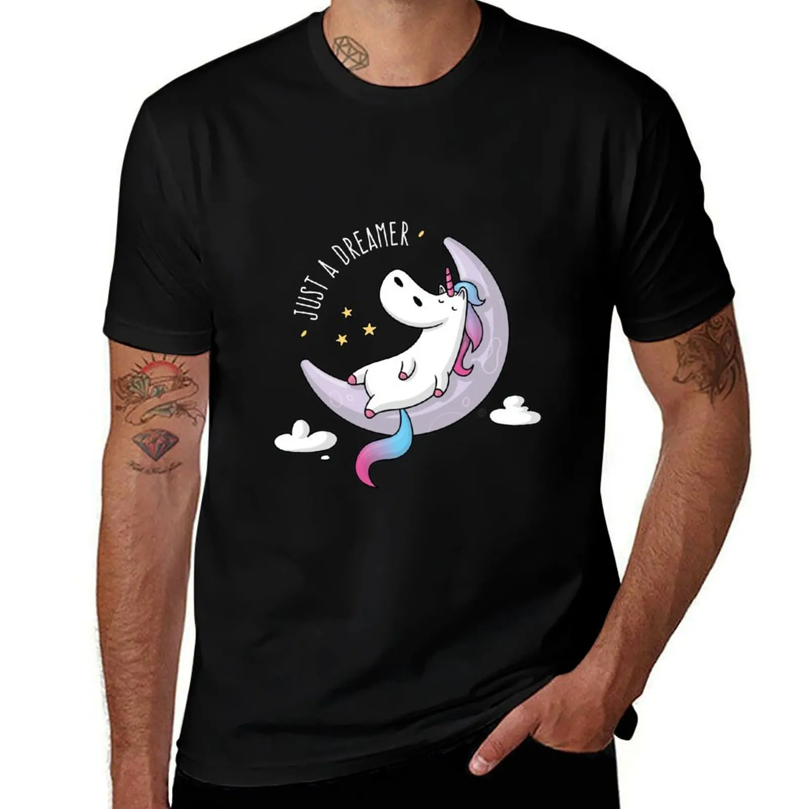 Just a Dreamer - Dreamy Unicorn T-Shirt Gym Wear Breathable Short Sleeve Tee T-Shirt