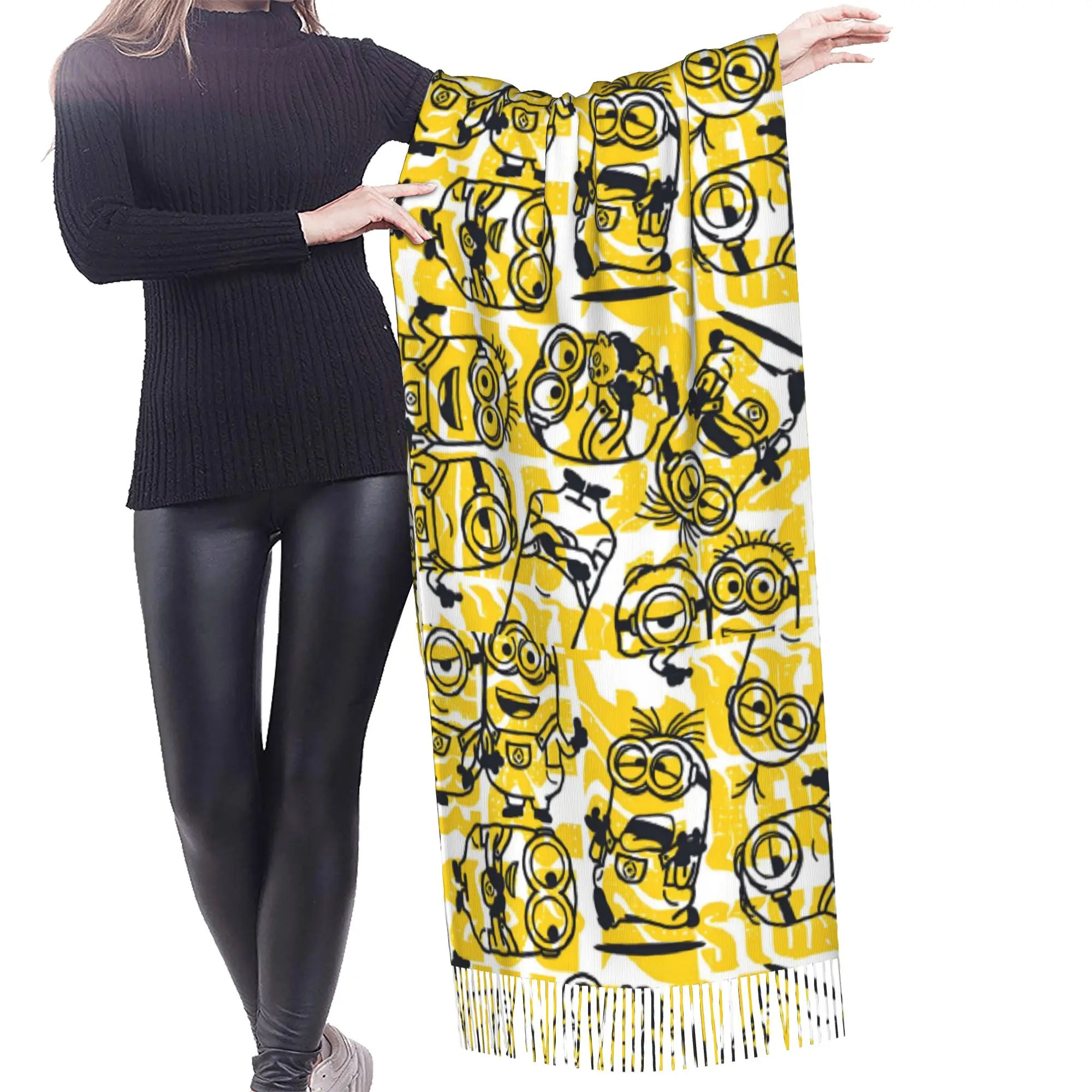 Custom Print M-Minioned Anime Scarf Women Men Winter Fall Warm Scarves Manga Cartoon Shawls Wraps