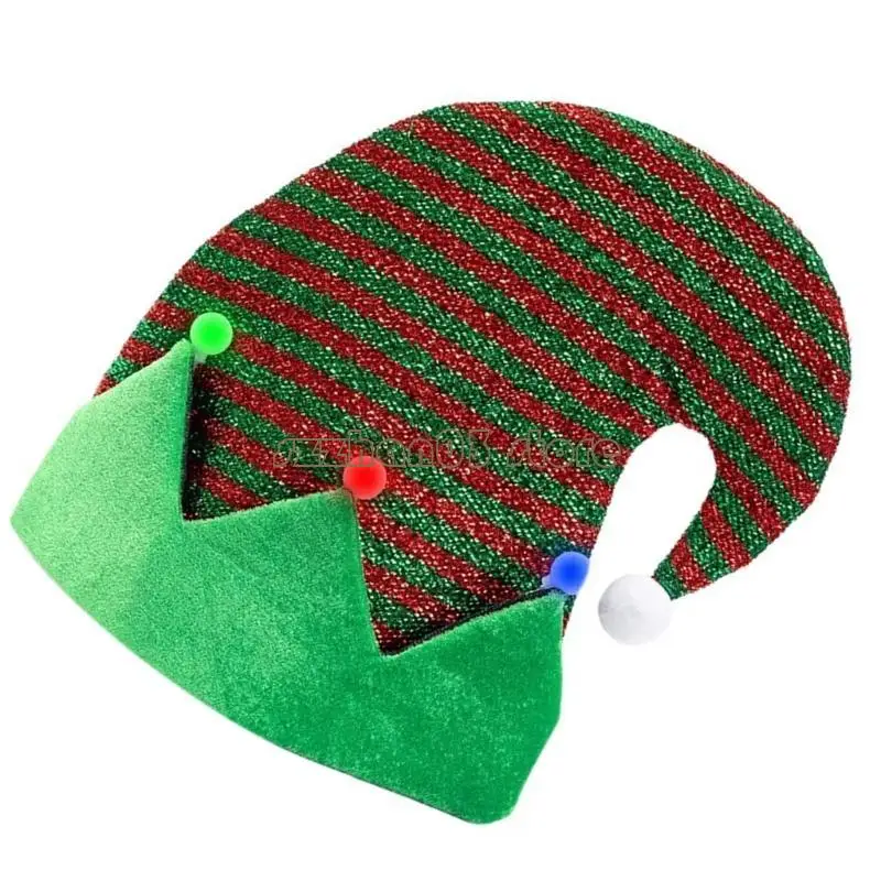 367C Blingbling Elf Hat قبعة عيد الميلاد الجني لاحتفالات الحفلات #3